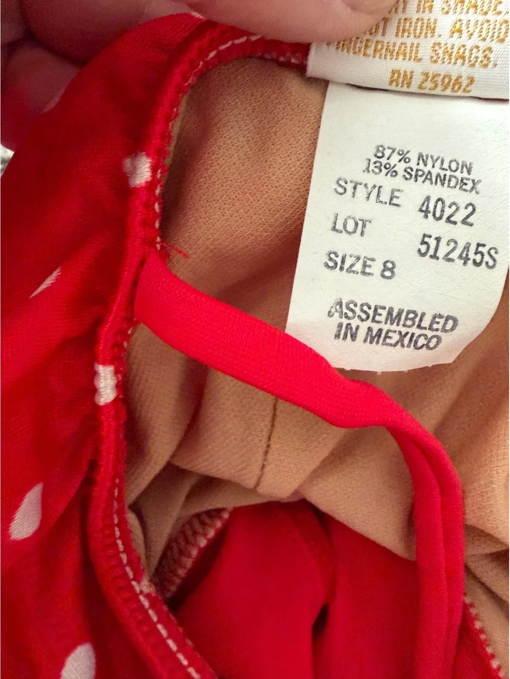 Sirena Vintage Red White Polka Dot Swimdress One Piece Swimsuit Size 8 USA